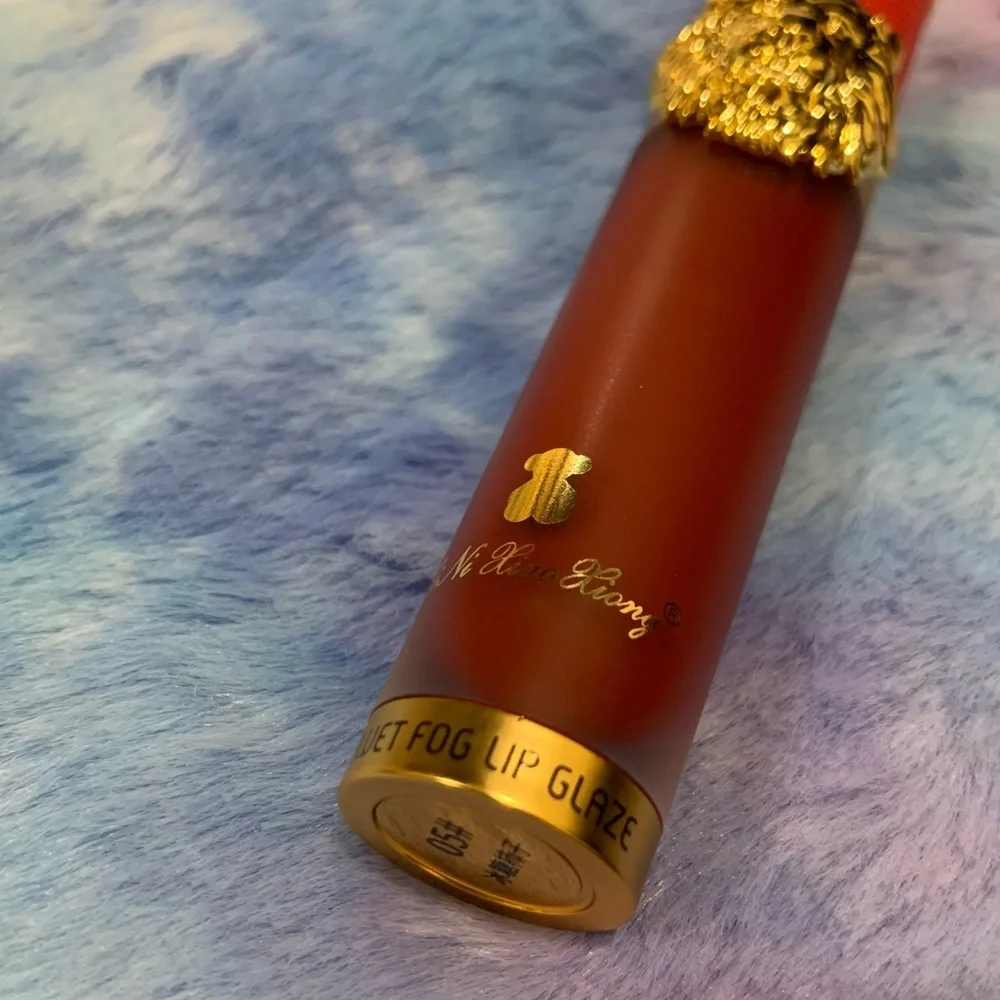 Red Velvet Lip Glaze with Gold Lion NIB